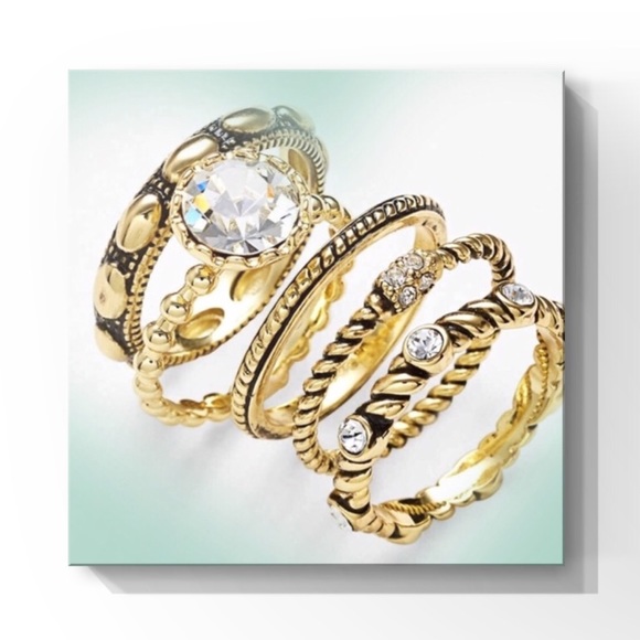 Ariella Jewelry - Ariella Antique Cocktail Stack Rings NWT